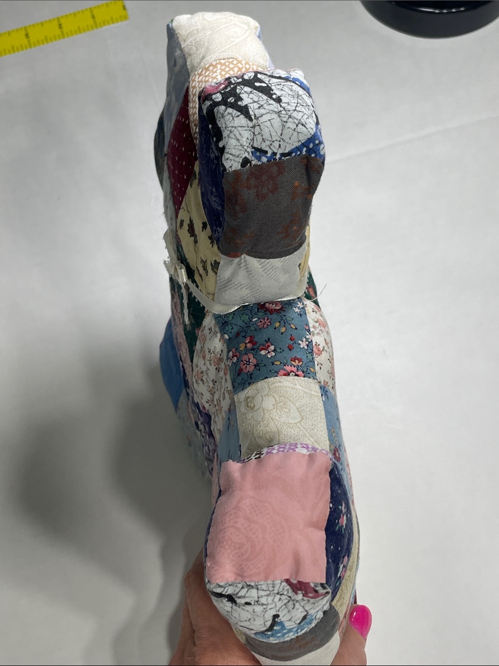 Handmade Patchwork Quilt Scottie Dog Plush Pillow Toy. Preowned.Grandmacore. - Picture 6 of 11
